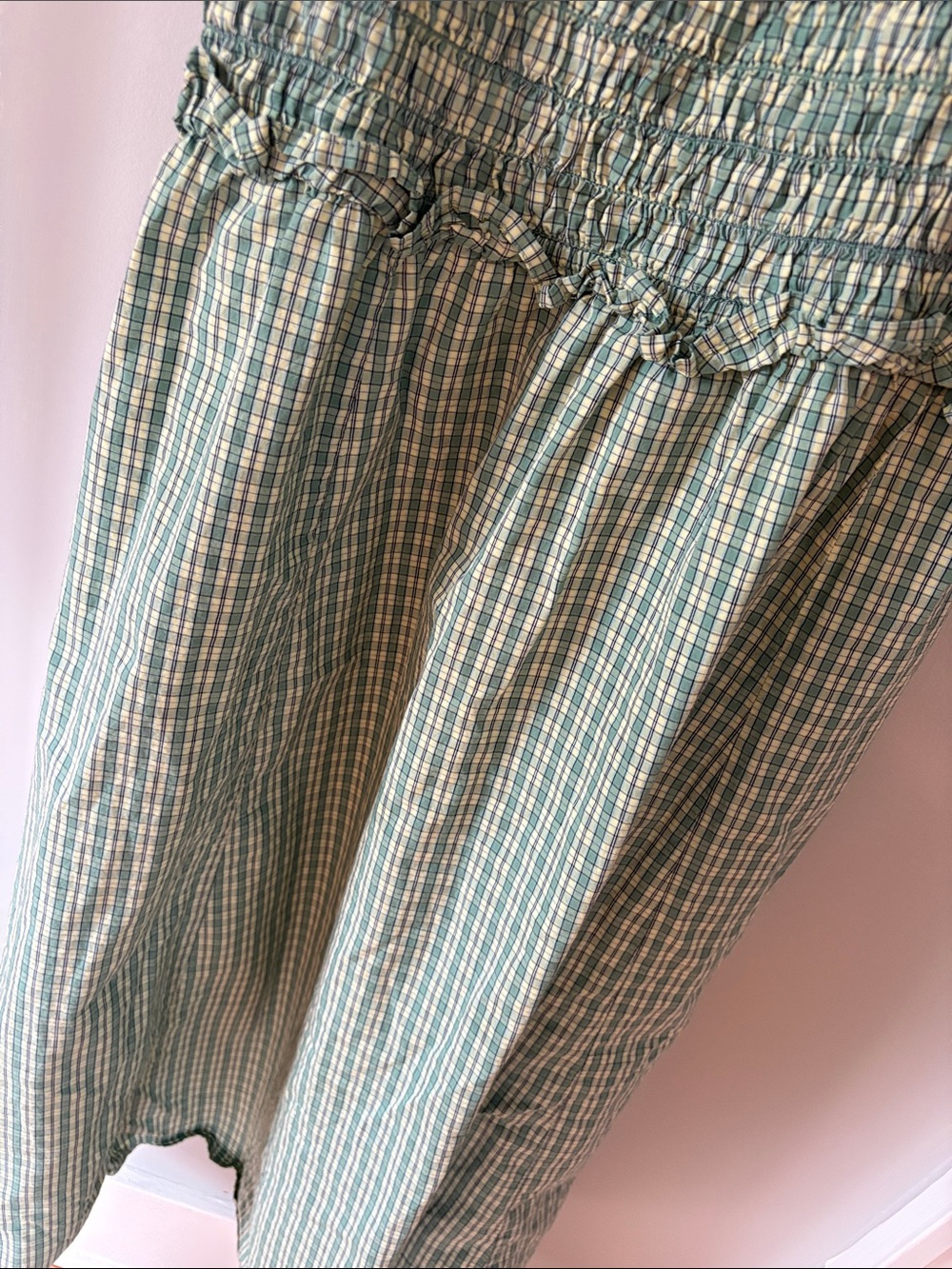 GUC Old Navy Green Gingham Smocked Maxi Dress Size L - Picture 3 of 6